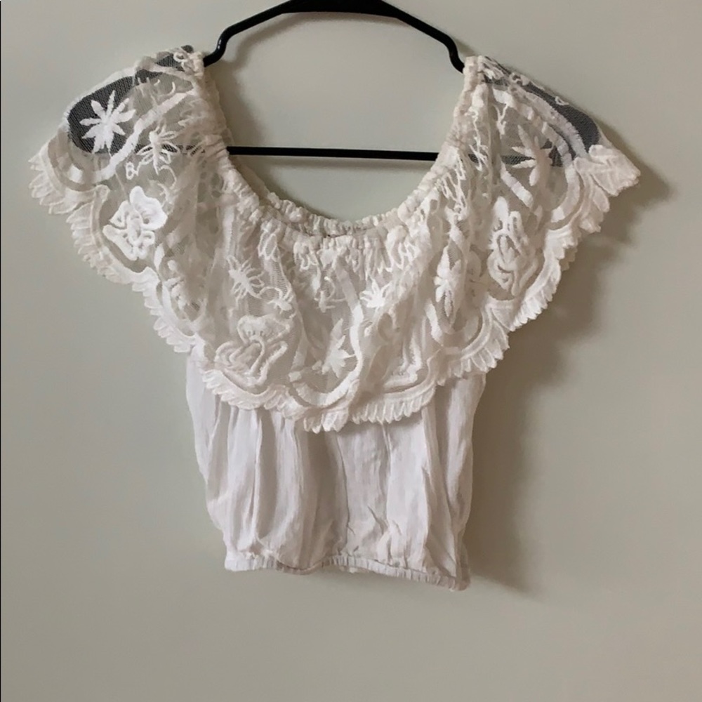 Off the shoulder white crop top